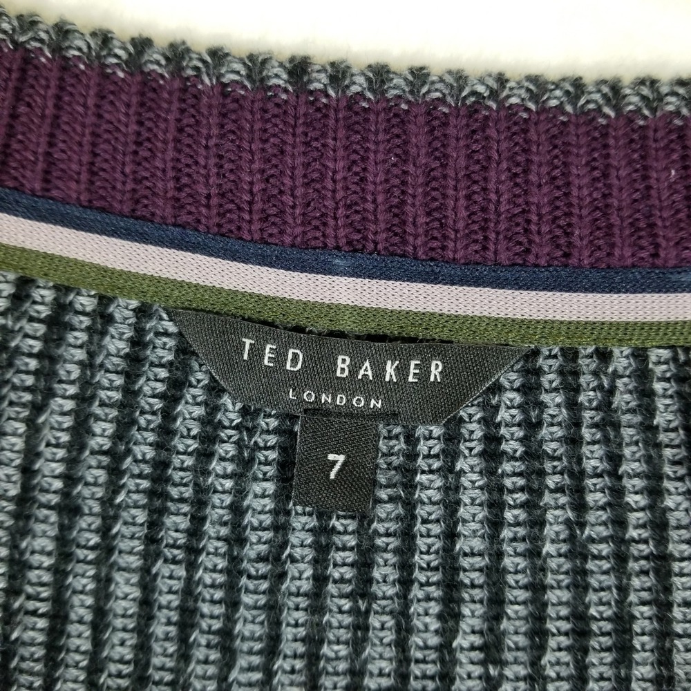 Ted‎ Baker London Mens Charcoal Gray Textured Knit Crew Neck Sweater Size 7 XXL - Picture 3 of 8